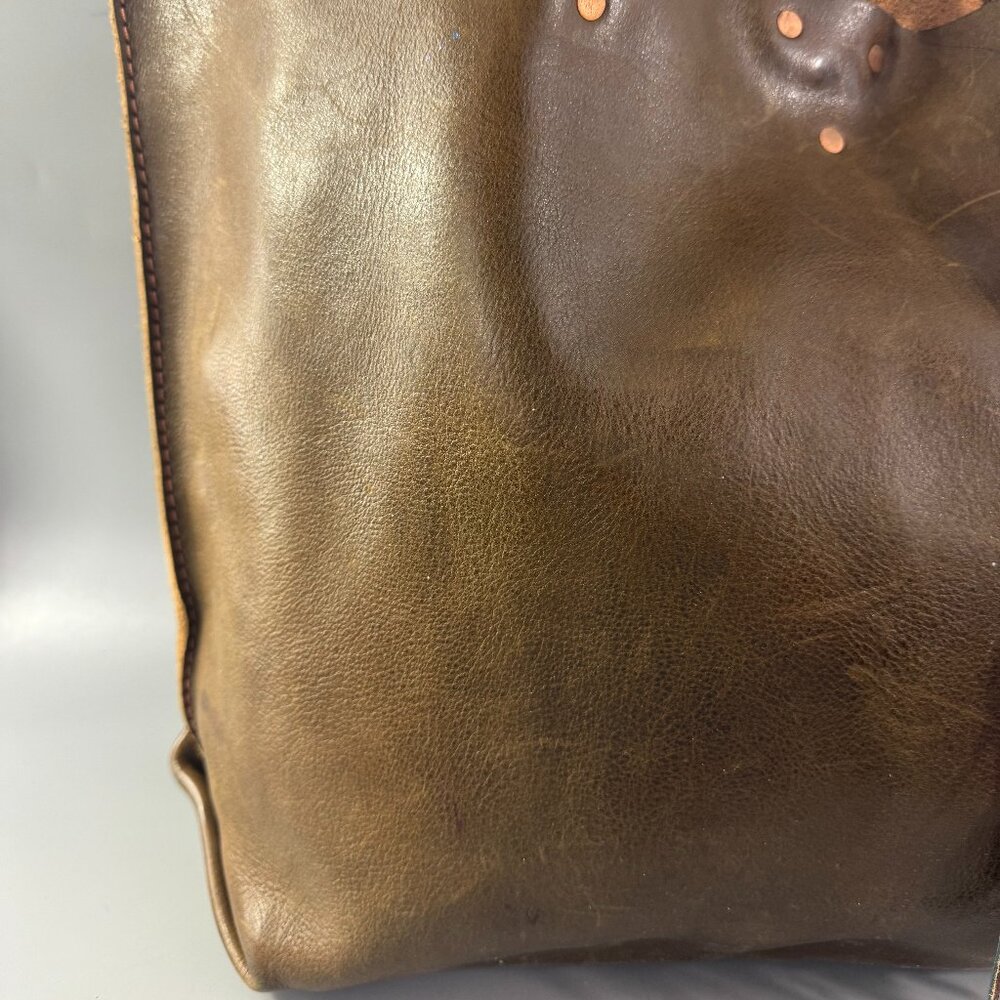 Arden + James Brown Leather Tall Carryall Tote Bag - Picture 2 of 13